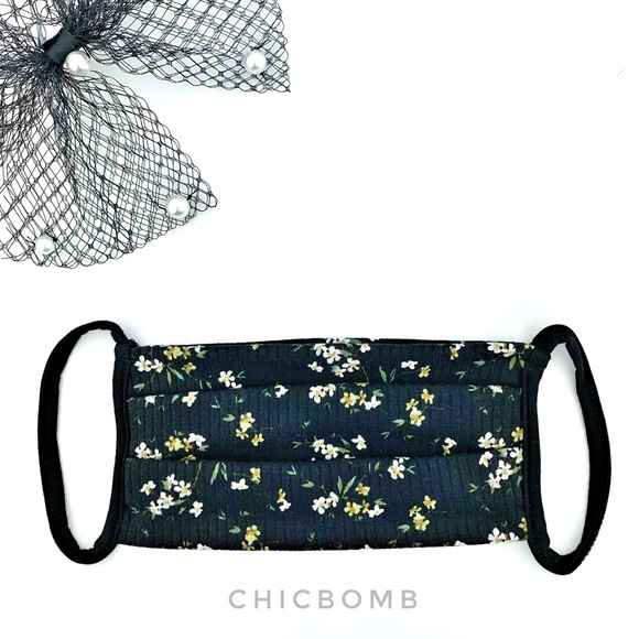 CHICBOMB Accessories - MADE IN USA REUSABLE SOFT CLOTH MASK - FLORAL BLK